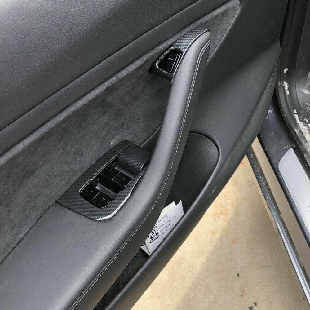 Carbon Fiber ABS Inner Window Switch Panel Cover Trim for