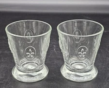Pair Of La Rochere FLEUR DE LIS Double Old Fashioned Juice Glass Tumbler 4" 8oz