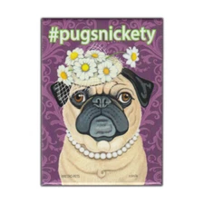 Retro Pets Magnet, Hashtag Dog Series, Pug, Vintage Advertising Art, 2.5" x 3.5"