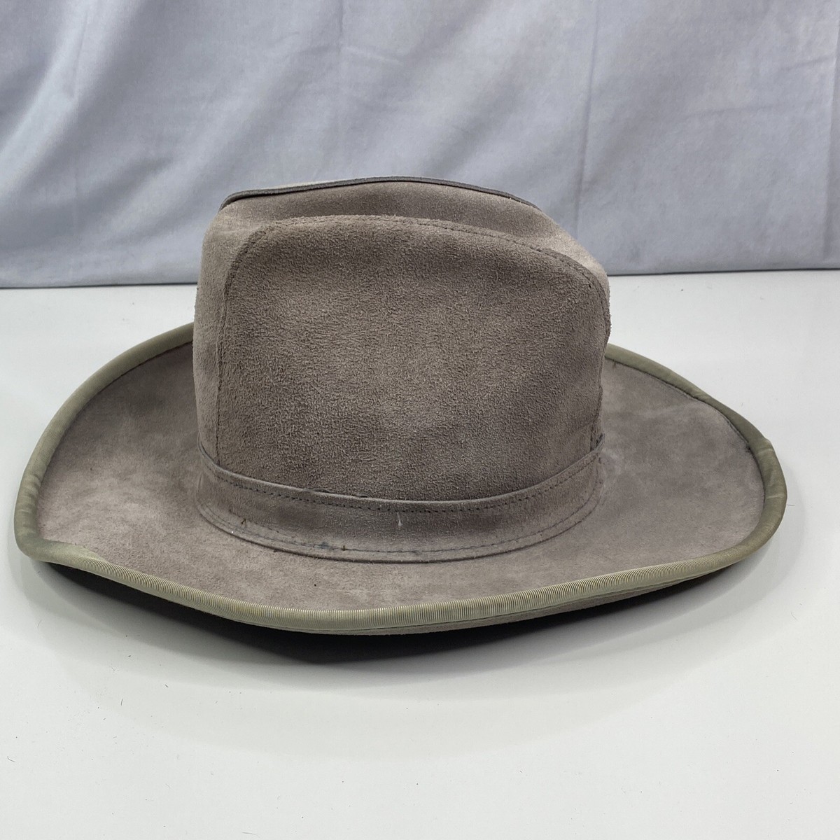 Gray Leather/Suede Western Hat with Band (Made in Santa Fe!) Grey suede western cowboy hat – Cali Ranch Hats main image 2