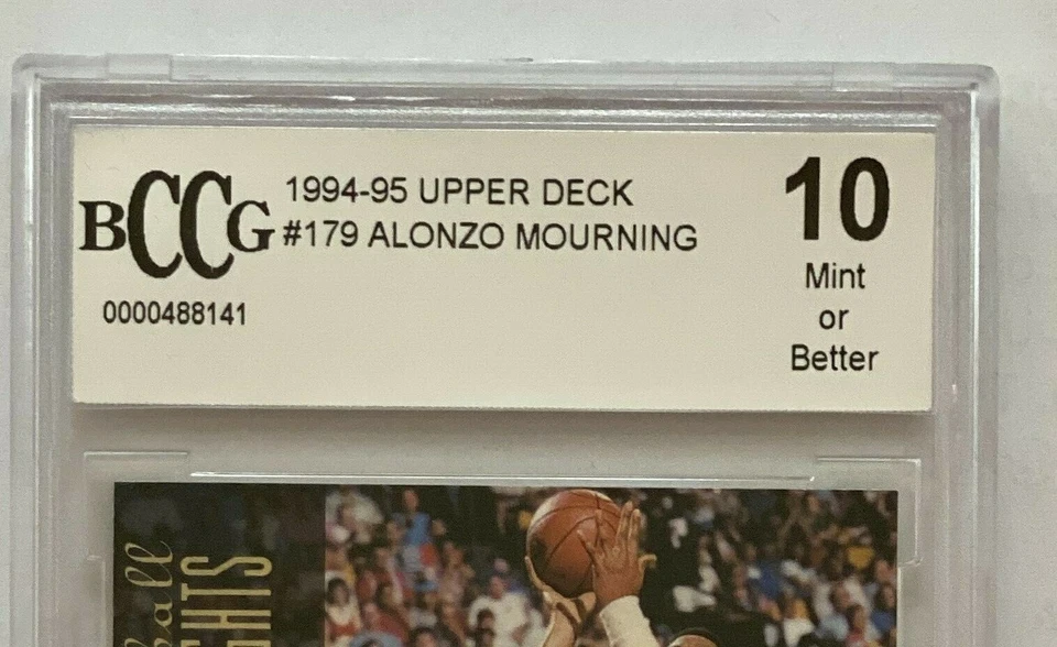 1994-95 Upper Deck Alonzo Mourning BCCG 10 Charlotte Hornets Georgetown HOF - Image 3 of 3