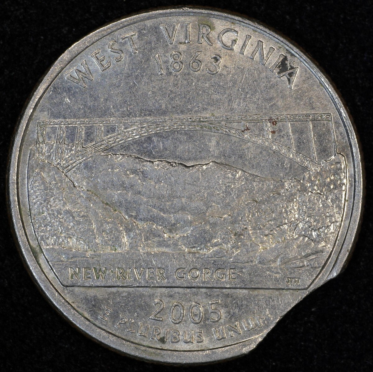 2005-P Clipped Planchet US Mint Error Coin West Virginia Statehood