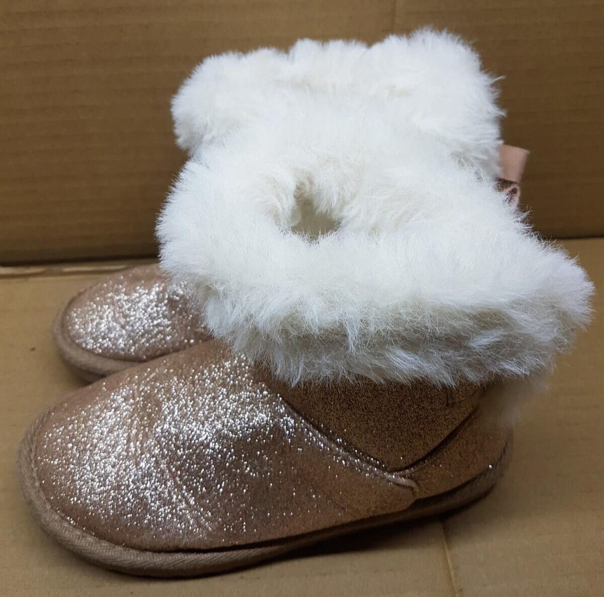 Primark Girl s Glitter Gold Faux Fur Boots UK 13 EUR 32 eBay