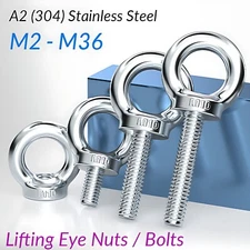 A2 304 Grade Stainless Steel Lifting Eye Nuts / Bolts M3 M4 M5 M6 M8 M10 - M36