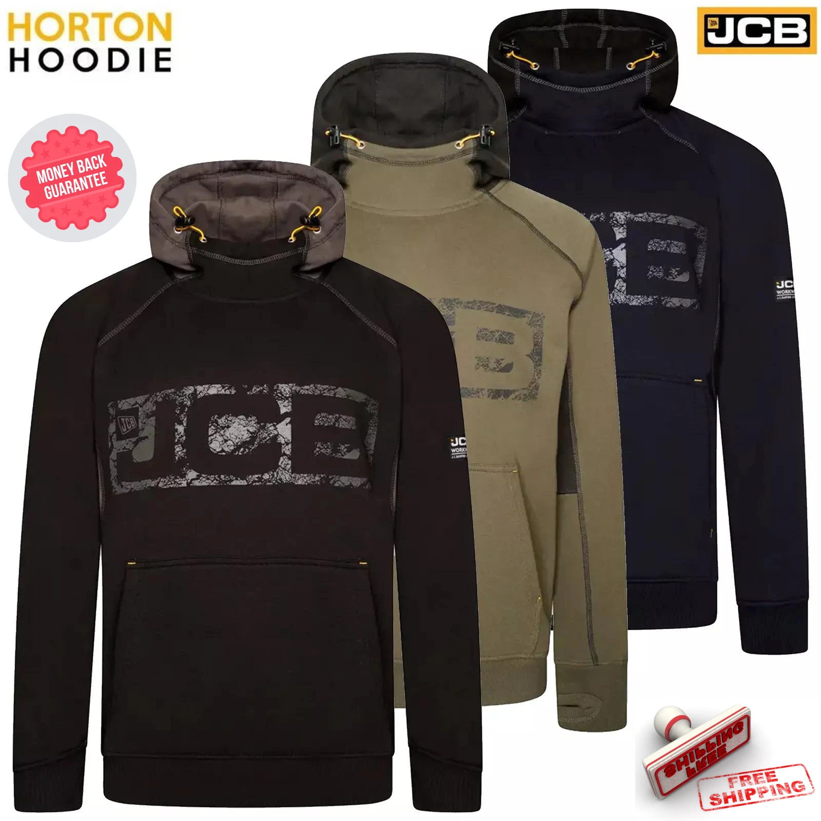 JCB Horton Hooded Sweatshirt Heavyweight Hoodie Casual Workwear Top Jumper Hoody
Opens in a new wind