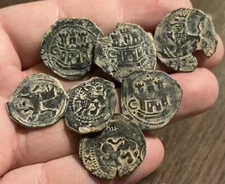 1400s 2 Maravedis Cob Spanish Colonial Old Coin Lion Castle Pirate Era 1 Coin