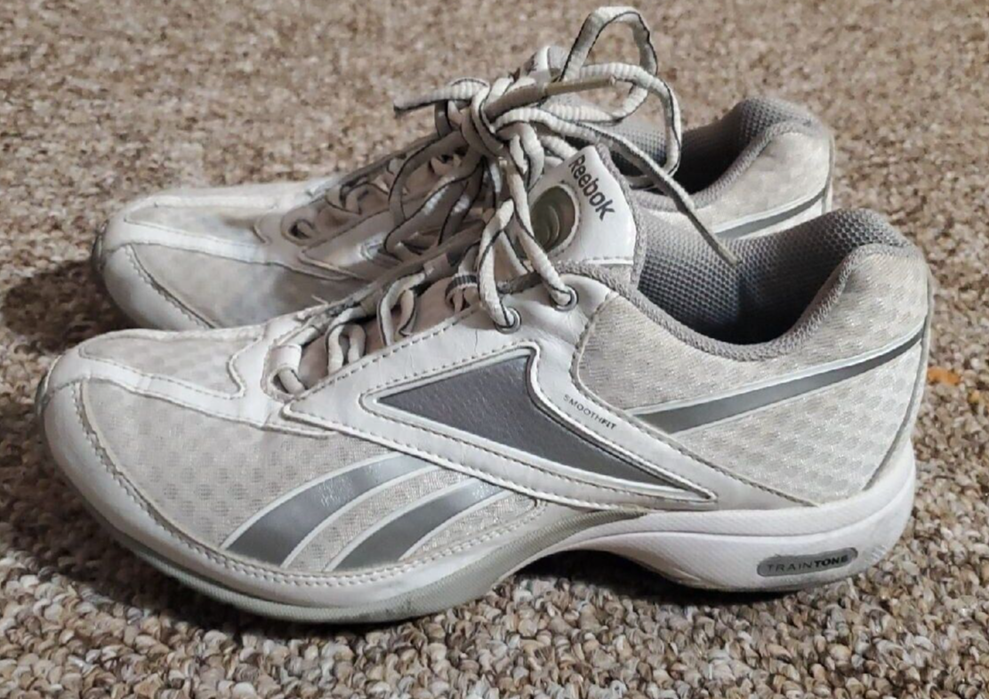 Women's Reebok Size 6.5 TrainTone Trainers white/gray