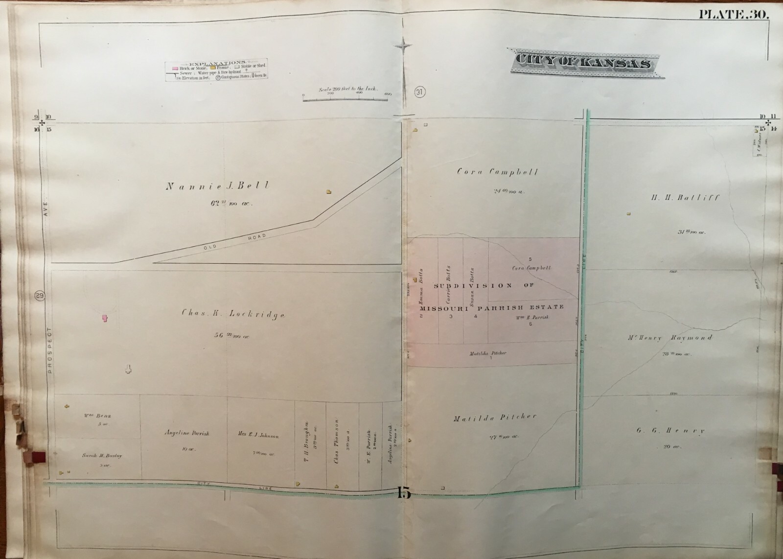 1886 SANTE FE INGLESIDE KANSAS CITY MISSOURI ATLAS MAP eBay
