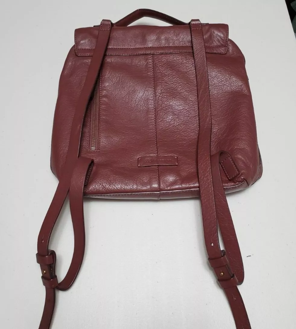 Leather grommet detail backpack top