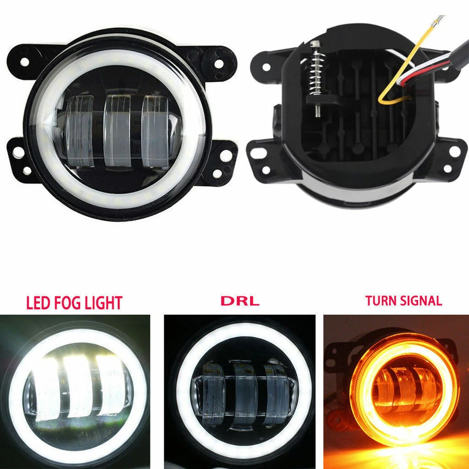 Halo LED Fog Light Front Bumper Lamp For Jeep Wrangler unlimited JK 4 Door 07-16 - Image 2 of 4