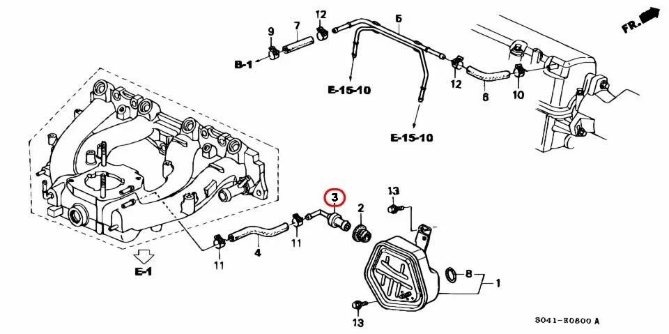 Conjunto de válvula de respiración PCV genuina Honda 17130-PM6-003 OEM Foto 3 de 4