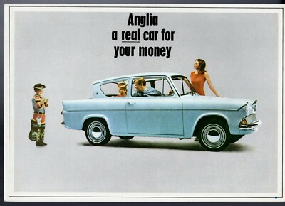 Ford Anglia 105E 1965-1967 UK Market Foldout Verkaufsprospekt Super de Luxe Kombi