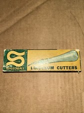 VINTAGE SPEEDBALL WOODEN HANDLED LINOLEUM CUTTERS GREEN  YELLOW PRODUCT 4131