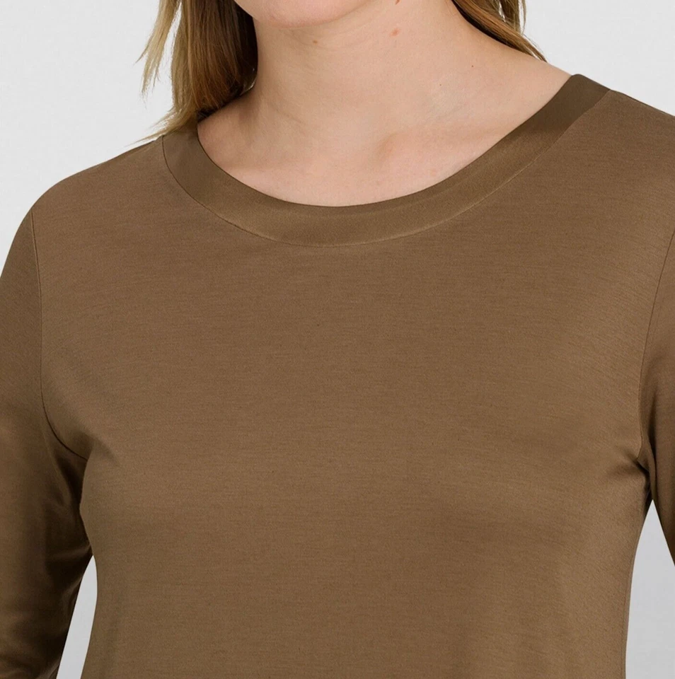 NWT Hanro $240 Grand Central WALNUT GOLD Modal/Silk Knit 38" Nightgown S LUXE - Image 3 of 4