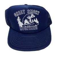 Vintage Great Smokey Mountains Snapback Blue Mesh Trucker Hat