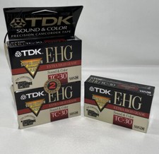TDK E-HG TC-30 Video Camcorder Cassette Tapes Super Avilyn 30 Min. Sealed Lot 3