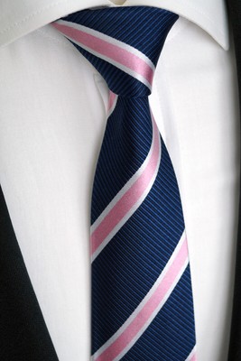 Uomo Lusso Cravatta di Seta a Righe, Dunkelblblau, Bianco, Rosa Antico K  120.4 | eBay