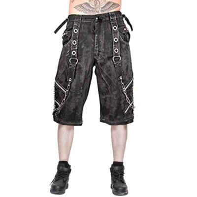 Gothic Prime Quality Bondage Wax Cotton Men's Cyber Rave Techno Punk Short