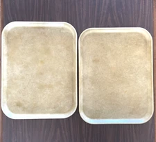 2 Cafeteria Lunch TV Lap Tray Vintage Cambro MFG Camtray Fiberglass 18x14" Beige