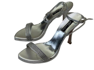 Francesco Sacco Leather Shoes Silver Crystal Size 41 Retail $420 Italy (481)