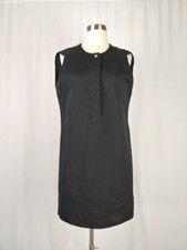 Sandro Paris Size 2 Medium Black Cotton Linen Sleeveless Shift Dress