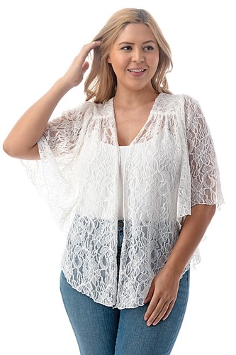 White Lace Cardigan Bolero Shrug Top 
