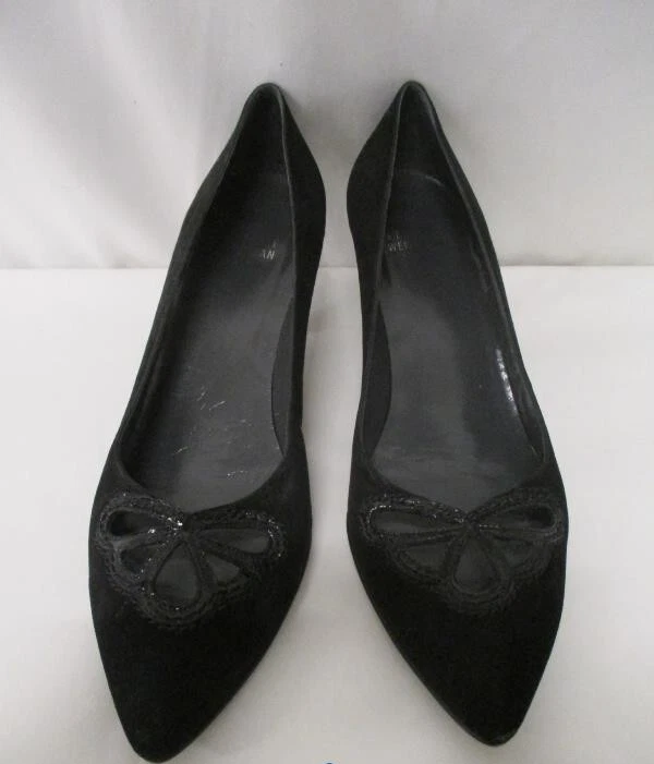 Zapatos de salón Stuart Weitzman para mujer de gamuza con punta en punta negros talla 8 M tacón de gatito Foto 2 de 4