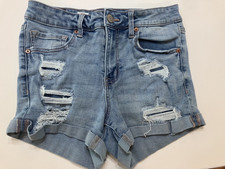 Womens Aeropostale High Rise Midi Jean Shorts Distressed Size 4