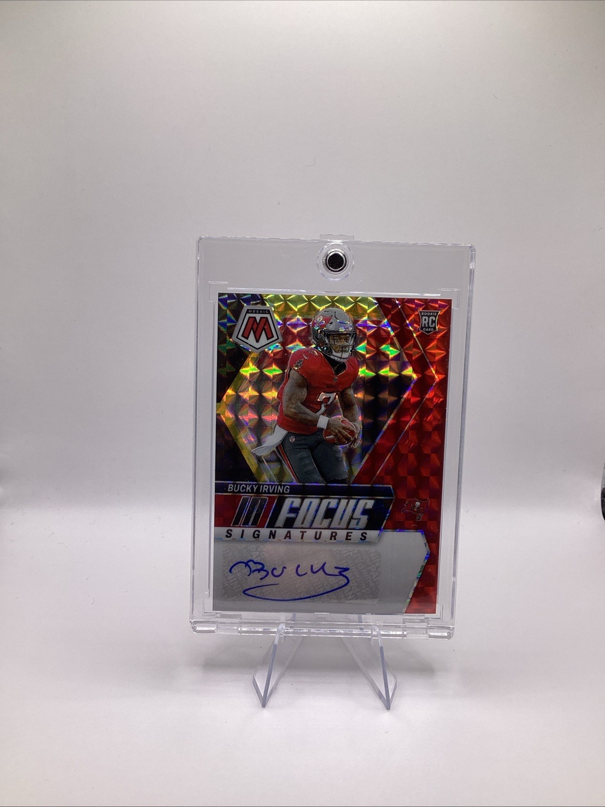 2024 Mosaic Bucky Irving In Focus RC Choice Fusion Red and Yellow Auto #IF-BIG