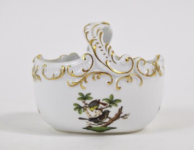 HEREND Rothschild Vögel Bird Schmetterlinge Henkelkörbchen Korb Handgemalt TOP