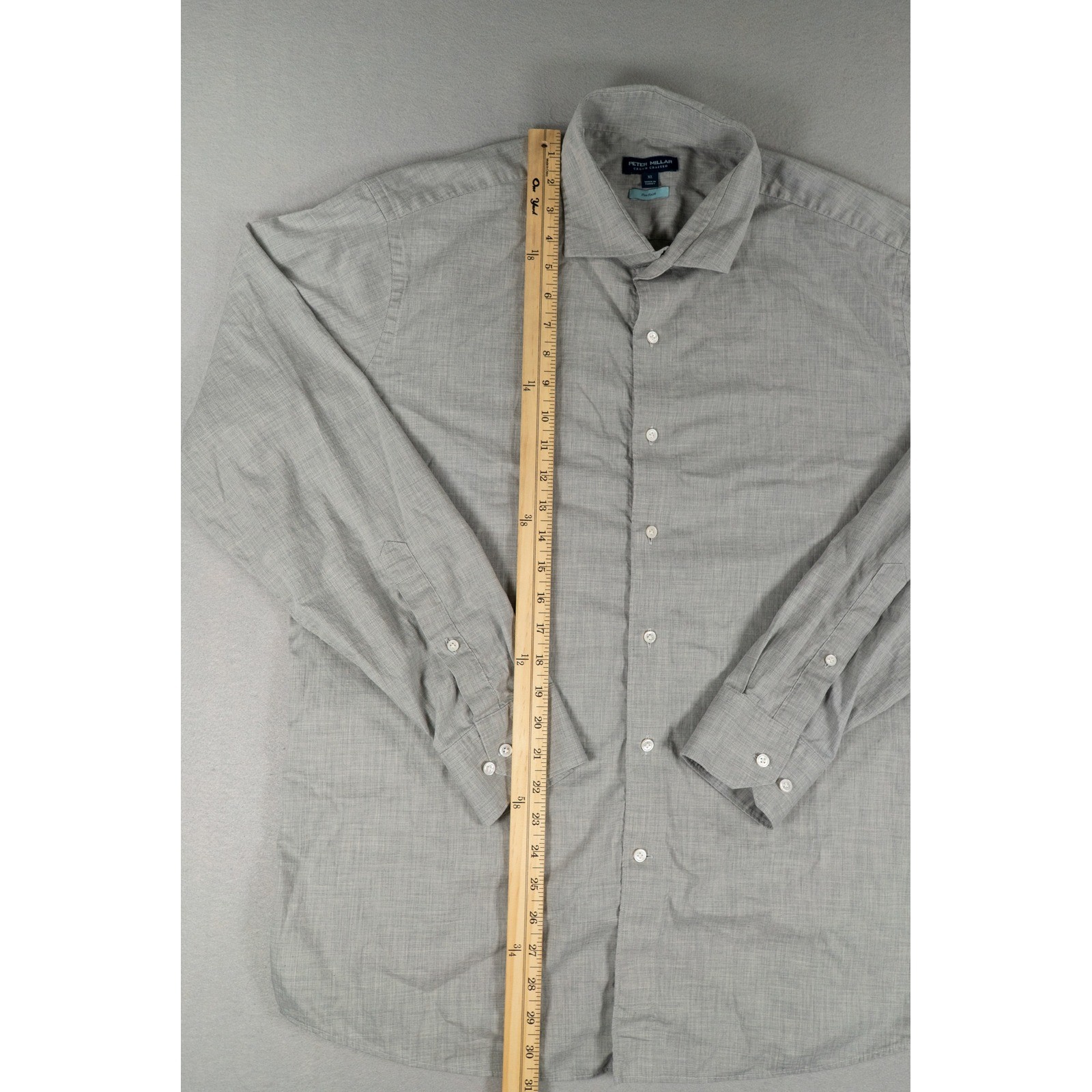Peter Millar Mens Crown Crafted Flex Finish Shirt XL Grey Cotton Button Down image 7