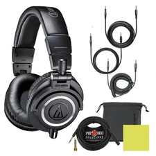 Audio Technica ATH-M50X Professional Studio Monitor Headphones Black Bundle w...
