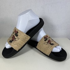 Walt Disney Mickey & Minnie Mouse Sliders  Woven Hessian Straw Flip Flops UK7  
