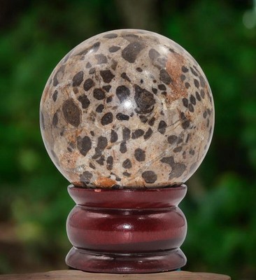 Superb 80MM Ball Brown Leopard Skin Jasper Crystal Healing Energy Stone Sphere