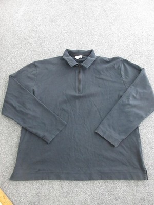 Sunspel Sweater Mens Large Black Cotton 1/4 Zip Collared Knit Pullover Top