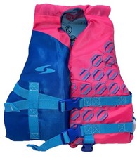 Fluid Aquatics Life Vest Kids Youth 33-55 Lbs Pink And Blue Level 70 EUC
