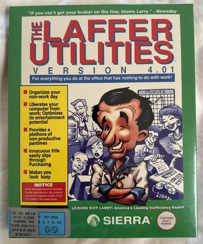 The Laffer Utilities Version 4.01 Sierra 1991 Sealed  Vintage Floppy Disk Game