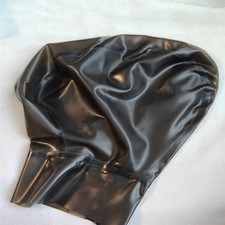 Latex Hood Rubber Mask Transparent Black Open Eye Back Zip Cosplay Costume