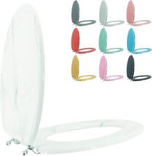 Elongated Toilet Seat Wood Toilet Seat Prevent Shifting with Zinc Alloy Hinges A