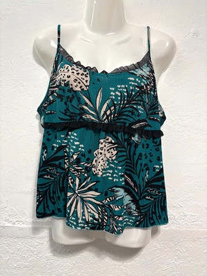 Y2k Secret Treasures Slip Sheer Top Babydoll Floral Fairy Grunge Sheer Green XL