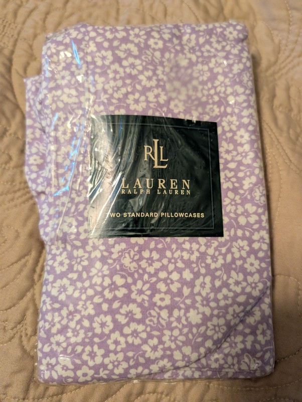 Ralph Lauren Nellie Floral Lavender Pillowcases Vintage, 2 Standard Size, NIP