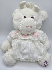 Vtg Fisher Price Puffalump White Cow Pink Hearts Dress Nylon Stuff Plush 1986