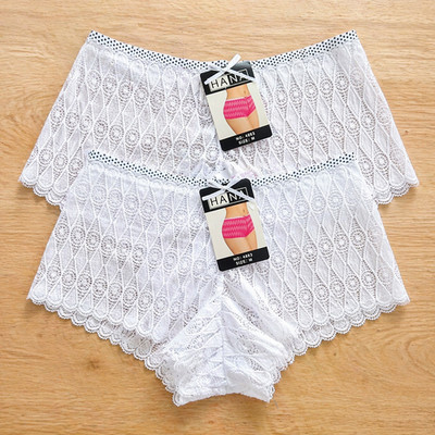 2x Damen Spitzen-Panty / Hipster Weiß   Marke HANA   Größe M