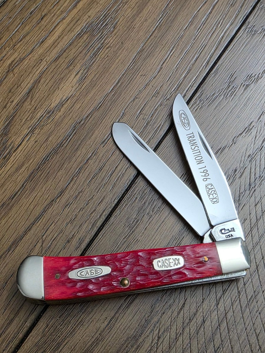 1996 Case XX Red Bone Trapper Shield Transition Knife | eBay