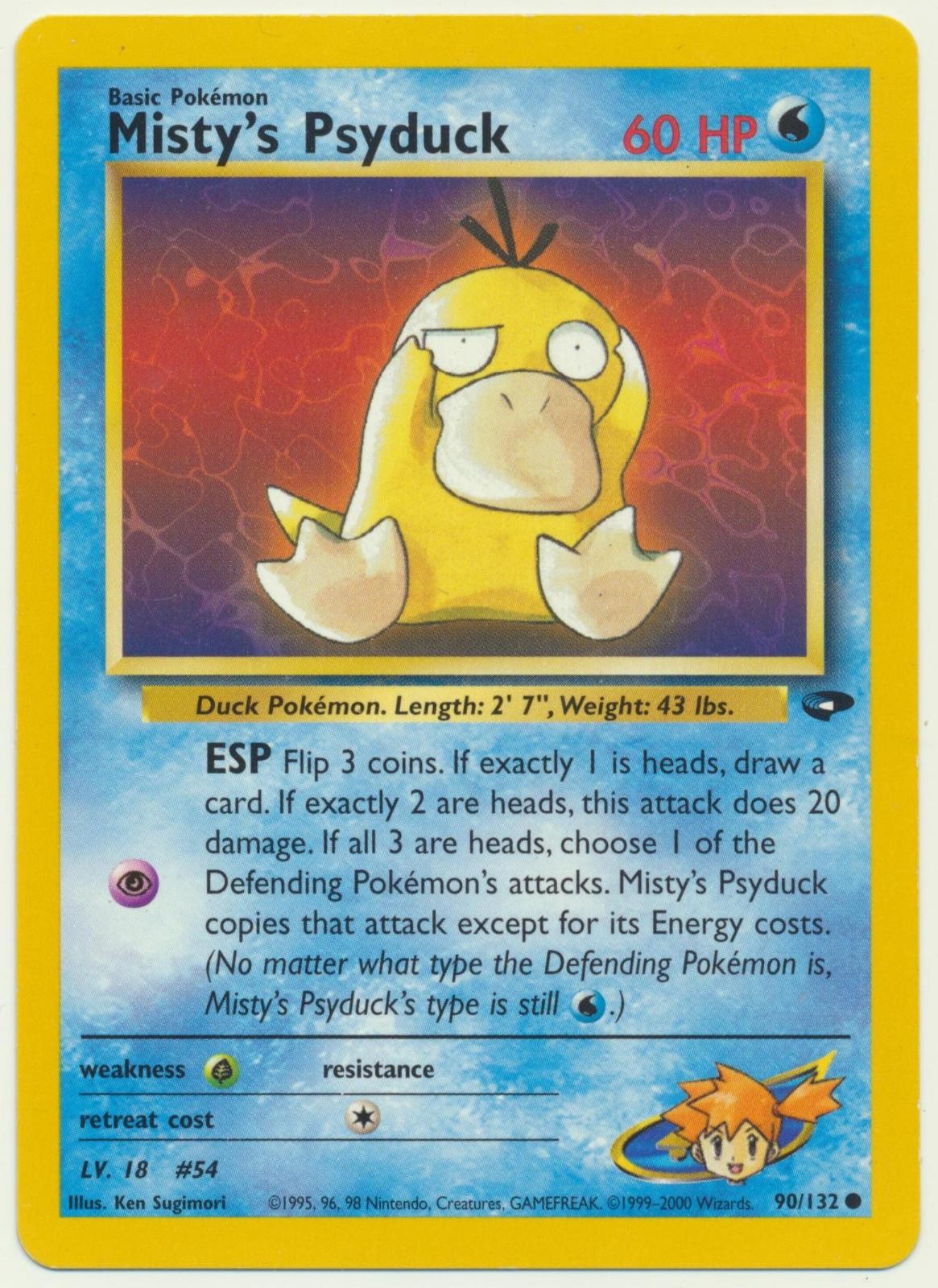 Misty's Psyduck 90/132 Common Gym Challenge Pokemon Unlimited Near Mint