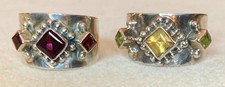 925 Sterling Silver Handcrafted Artisan Garnet or Citrine/Peridot Ring, 6-8