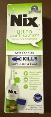 Nix Ultra Lice Treatment All-in-One Shampoo 4 Oz Kills Superlice & Eggs EXP 6/27