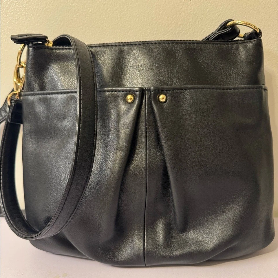 Bandolera de hombro Tignanello de cuero negra clásica única Foto 2 de 4