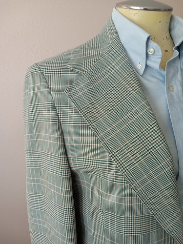 Vtg 70s Polyester Plaid Suit Sz42 34W Lenox Royal - Picture 3 of 9