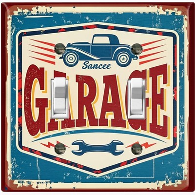 Metal Light Switch Outlet Cover Wall Plate Vintage Sancee Garage Sign PST101
